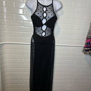 Chic Black Mesh Cutout Dress